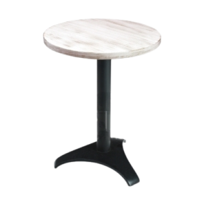 Bistrô Baixa com Base Preta e Tampo Pátina - 0,65m diâmetro x 0,75h