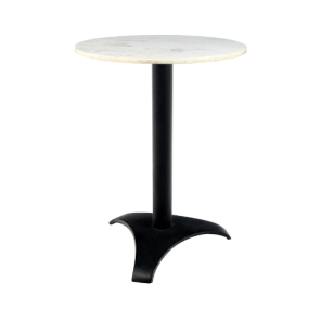Bistrô Baixo Base Preta com Tampo Mármore Branco - 0,65m diâmetro x 0,75h