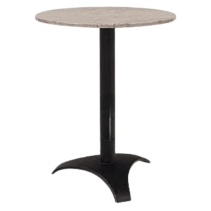 Bistrô Baixo Base Preta com Tampo Mármore Travertino Bege – 0,60m diâmetro x 0,75h