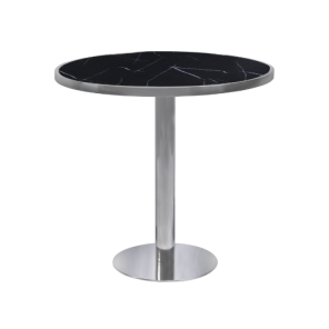 Bistrô Baixo Dubai Prata com Tampo Mármore Preto - 0,80m diâmetro x 0,75h