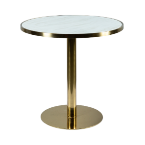 Bistrô Dubai Baixo Ouro com Tampo Mármore Bege - 0,80m diâmetro x 0,75h