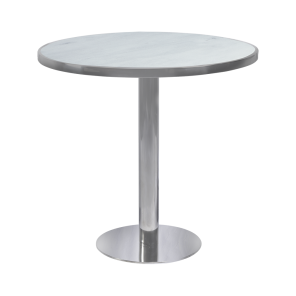 Bistrô Dubai Baixo Prata com Tampo Mármore Branco - 0,80m diâmetro x 0,75h