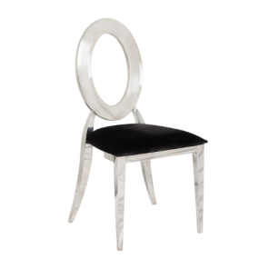 Cadeira Dubai Prata Assento Veludo Inca Preto - 0,44 x 0,48 x 0,92h