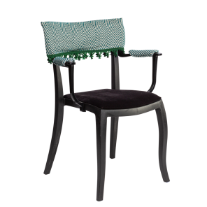 Cadeira Duomo com Braço com encosco e apoio Zig Zag e pingente verde - 0,50 x 0,41 x 0,83h