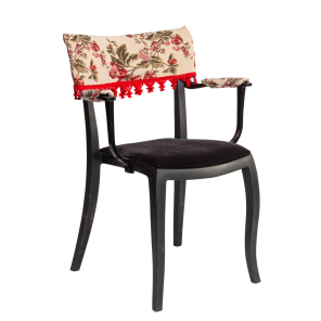 Cadeira Duomo com Braço com encosco floral e pingente vermelho - 0,50 x 0,41 x 0,83h