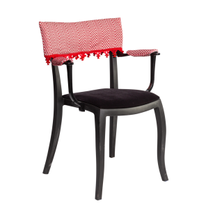 Cadeira Duomo com Braço com encosto e apoio Zig Zag e pingente vermelho 0,50 x 0,41 x 0,83h