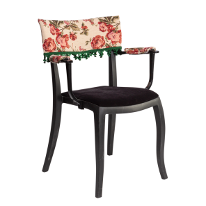 Cadeira Duomo com Braço com encosto floral e pingente verde - 0,50 x 0,41 x 0,83h