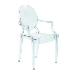 Cadeira Louis Ghost Cristal com Braço - 0,54 x 0,43 x 0,93h
