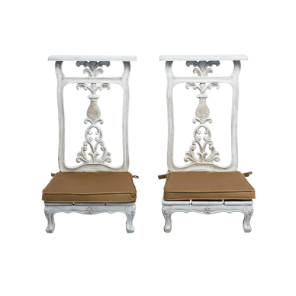 Genuflexório Estilo Barroco Pátina Dourada - Par