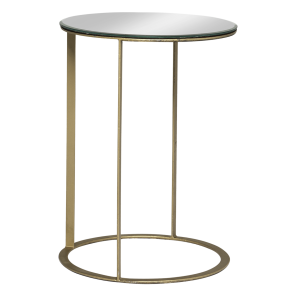 Mesa Ana Eliza Dourada com Tampo de Espelho - 0,35m diâmetro x 0,47h