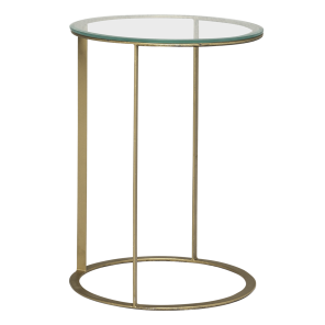 Mesa Ana Eliza Dourada com Tampo de Vidro - 0,35m diâmetro x 0,47h