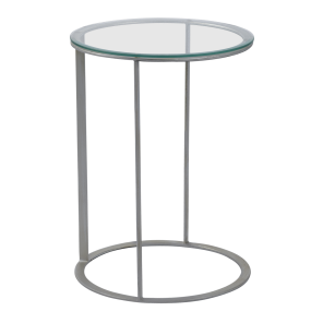 Mesa Ana Eliza Prata com Tampo Vidro - 0,35m diâmetro x 0,47h