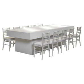 Mesa Balcão Baixa com Cadeira Itália Mini Branca (10 lugares)