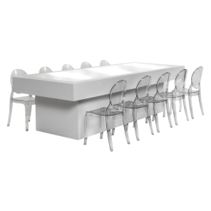 Mesa Balcão Baixa com Cadeira Mini Ghost (10 lugares)