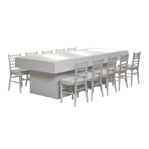 Mesa Balcão Mini com Tampo Iluminado e Cadeira Itália Mini Branca - 2,15 x 0,85 x 0,60h