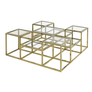 Mesa Centro Chapelle com Vidro Transparente - 1,20 x 1,20 x 0,42h