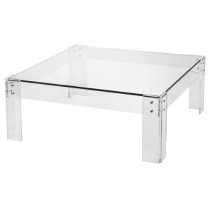 Mesa Centro Cristal com Tampo de Vidro - 0,96 x 0,96 x 0,38h