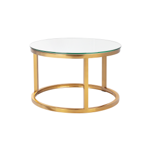 Mesa Centro Dubai Ouro Pequena com Tampo de Espelho - 0,60m diâmetro x 0,36h