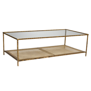 Mesa Centro Ferro Ouro Velho com Palha Inferior Ouro Velho - 1,30 x 0,70 x 0,45h