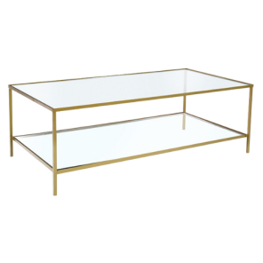 Mesa Centro Ferro Ouro Velho com Vidro - 1,30 x 0,70 x 0,45h