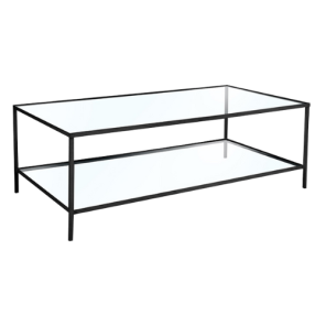 Mesa Centro Ferro Preto com Vidro - 1,30 x 0,70 x 0,45h