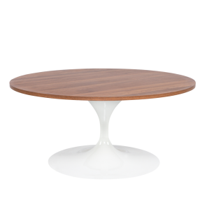 Mesa Centro Saarinen Branca com Tampo em Madeira 1,37 x 0,91 x 0,38h