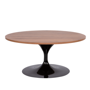 Mesa Centro Saarinen Preta com Tampo em Madeira 1,37 x 0,91 x 0,38h