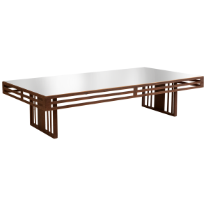 Mesa Centro com Tampo Espelho com Moldura e Base em Ferro Envelhecido - 2,00 x 1,00 x 0,45h