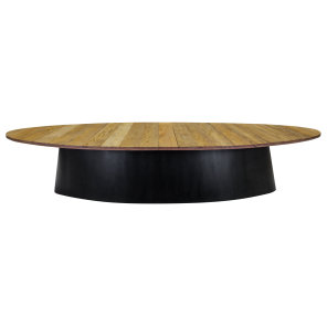 Mesa Design Oval com Tampo Madeira Demolição - 4,10 compr. x 1,90 larg. x 0,75h