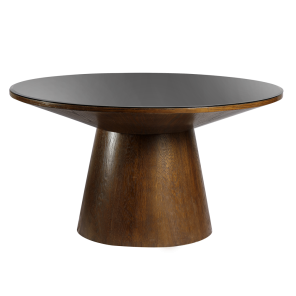 Mesa Design Redonda com Tampo de Vidro - 1,40 x 0,75h