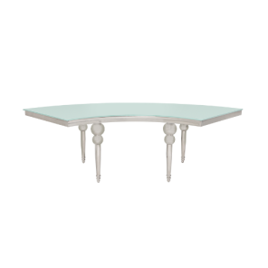 Mesa Dubai 14 Prata com Vidro Branco - 2,56 x 0,91 x 0,70h