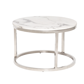 Mesa Dubai Tampo de Marmore Branco - 0,60 diâmetro