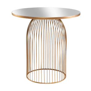 Mesa Gaiola com Tampo de espelho com friso dourado 0,65