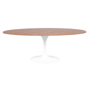 Mesa Jantar Saarinen Branca com Tampo Madeira Oval - 1,98 x 1,22 x 0,75h