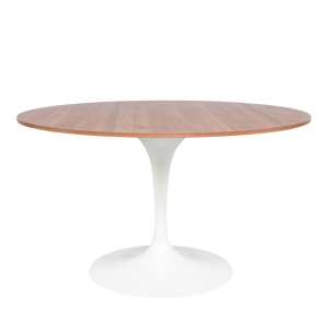 Mesa Jantar Saarinen Branca com Tampo em Madeira 1,20 x 0,75h