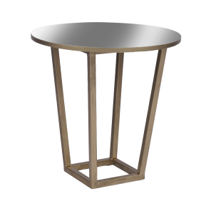 Mesa Lateral Base Trapézio Dourada com Tampo Espelho - 0,60 x 0,60h