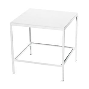 Mesa Lateral Ferro Branco com Tampo Mámore Branco
