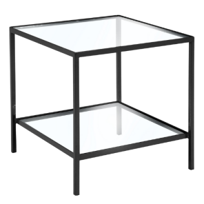 Mesa Lateral Ferro Preto com Vidro - 0,45 x 0,45 x 0,45h