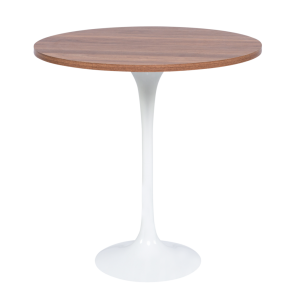 Mesa Lateral Saarinen Branca com Tampo em Madeira 0,51 x 0,53h