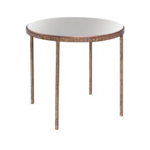 Mesa Redonda Ferro Ouro Velho com Tampo de Espelho Bronze - 0,70m diâmetro x 0,60h