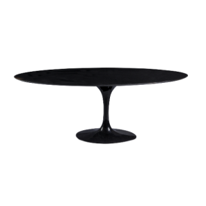 Mesa Saarinen Jantar Oval Preta com Tampo Mármore Preto - 1,98 x 1,22 x 0,75h