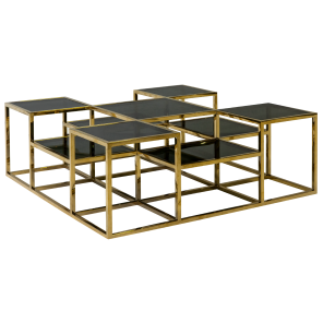 Mesa de Centro Chapelle Inox Dourado - 1,20 x 1,20 x 0,42h