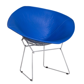 Poltrona Bertoia Diamante Assento Corino Azul - 0,87 x 0,75 x 0,75h