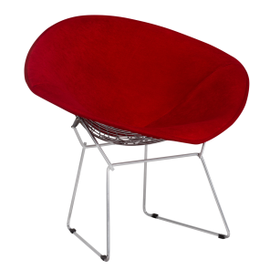 Poltrona Bertoia Diamante Assento Veludo Vermelho - 0,87 x 0,75 x 0,75h