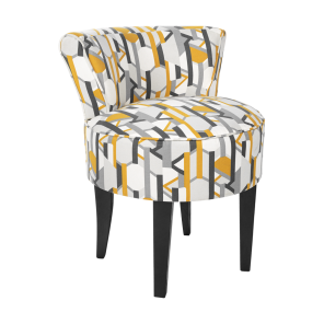 Poltrona Mignon Linho Geométrico Mostarda, Cinza e Cru 0.50l X 0.67a X 0.55p