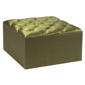 Pufe Quadrado Tafetá Verde (Com Butone)