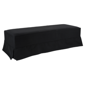 Pufe Retangular Couro Branco Capa Saia Sarja Preta - 1,60 x 0.60