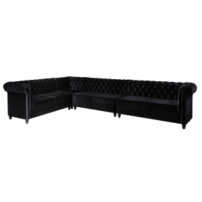 Sofá Chesterfield Veludo Preto - 2,45 x 3,79 x 0,85 x 0,85h (01 esquerdo, 01 canto, 01 meio e 01 direito) (2)