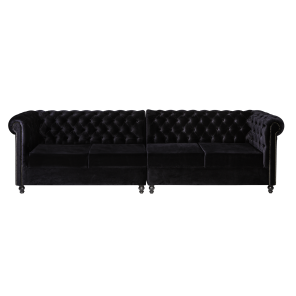 Sofá Chesterfield Veludo Preto - 3,20 x 0,85 x 0,85h(9)
