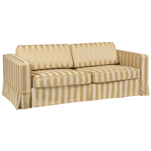 Sofá Eva Adamascado Listrado Bege e Dourado